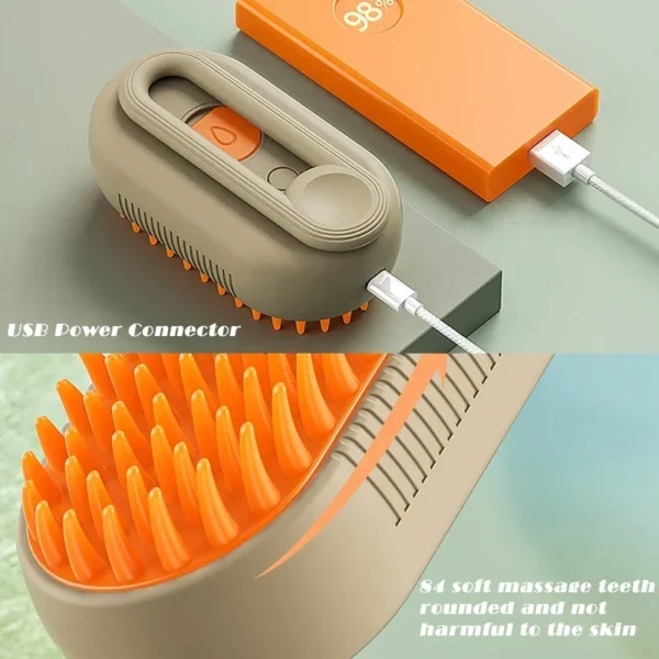 3in1 Cat Steam Brush Steamy Dog Brush Electric Anti-splashing Brush with Steam Spray Massage Pet Grooming Comb Hair Removal Comb - Image 4