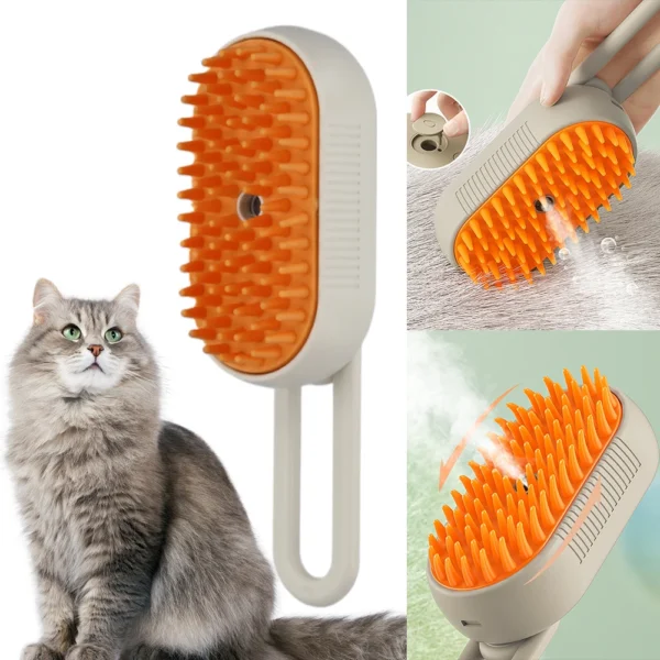 Cat Steam Brush Dog Massage Comb with Electric Water Spray Soft Silicone Pet Grooming Brush for Removing Tangled and Loose Hair - Image 10
