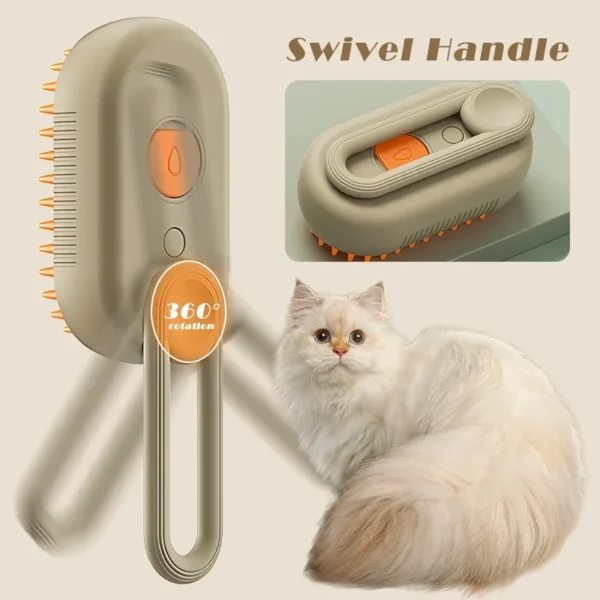 3in1 Cat Steam Brush Steamy Dog Brush Electric Anti-splashing Brush with Steam Spray Massage Pet Grooming Comb Hair Removal Comb - Image 5