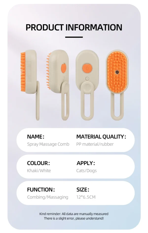 Cat Spray Comb Rotatable Handle Pet Spray Comb Cat Bath Massage Brush Pet Electric De-Shedding Brush - Image 11