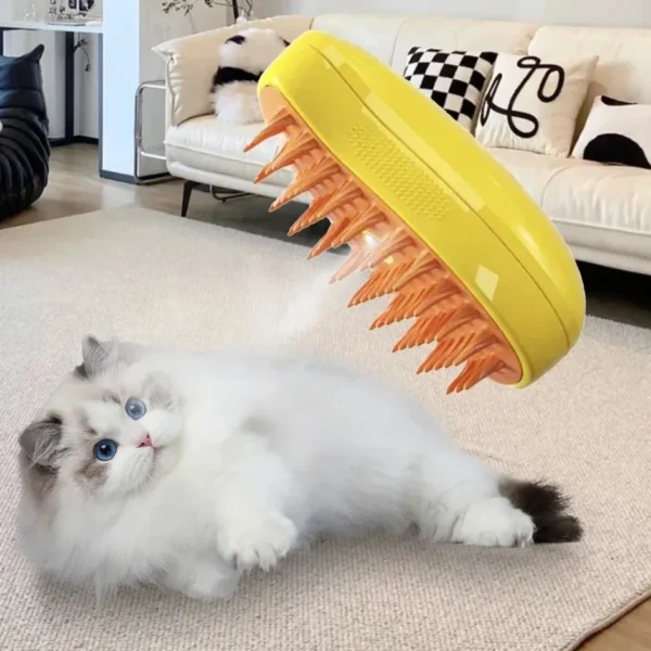 USB Rechargeable 3-in-1 Pet Grooming Brush with Steam Spray & Massage, Anti-Flying Hair Electric Bath Brush for Dog Cat Shedding - Image 12