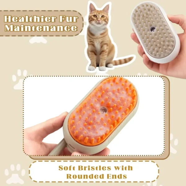 USB Rechargeable 3-in-1 Pet Grooming Brush with Steam Spray & Massage, Anti-Flying Hair Electric Bath Brush for Dog Cat Shedding - Image 2