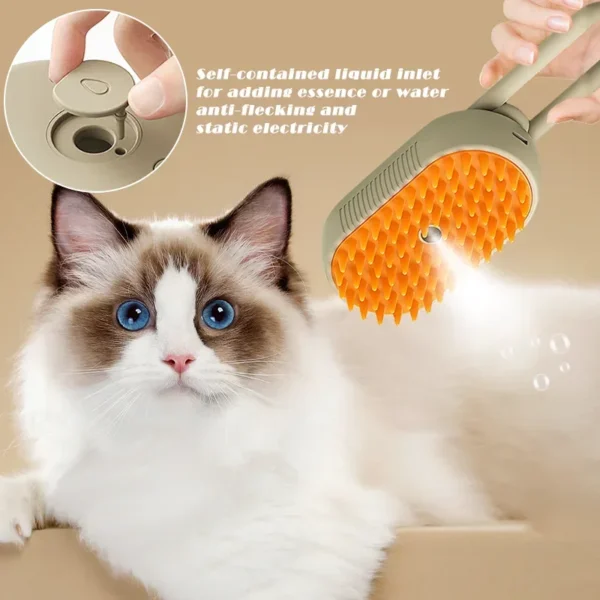 3in1 Cat Steam Brush Steamy Dog Brush Electric Anti-splashing Brush with Steam Spray Massage Pet Grooming Comb Hair Removal Comb - Image 3