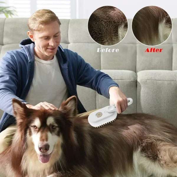 3in1 Cat Steam Brush Steamy Dog Brush Electric Anti-splashing Brush with Steam Spray Massage Pet Grooming Comb Hair Removal Comb - Image 2