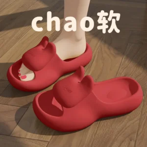 Rabbit stepping on poop feeling EVA cool slippers for women, summer home, couple, non slip indoor slippers