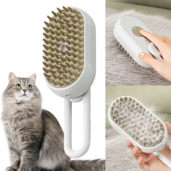 Cat Steam Brush Dog Massage Comb with Electric Water Spray Soft Silicone Pet Grooming Brush for Removing Tangled and Loose Hair - Image 9