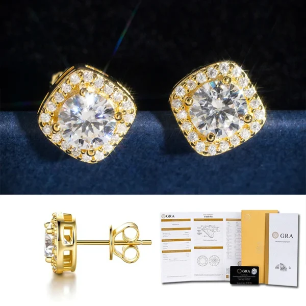 D VVS1 Pass Diamond Tester Pen Moissanite Stud Earrings For Women 100% Real 925 Sterling Silver 2 GRA Certificates Moissanita - Image 2