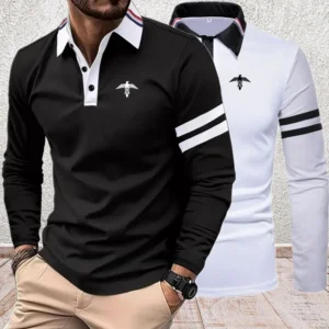2025 spring men's clothing fashion casual top all new long sleeved polo shirt