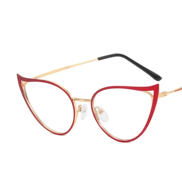 Metal Hollow Cat Eyes Frame Clear Glasses Women Myopia Nerd Spectacles -0.5 -1.0 -2.0 to -6.0 - Image 2