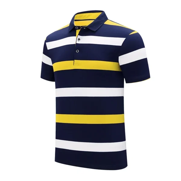 New Style Fashion Summer Men Classic Striped Polo Men's Clothing Short-Sleeved Embroidered Business Casual Hot Polo Shirt Male - Image 4