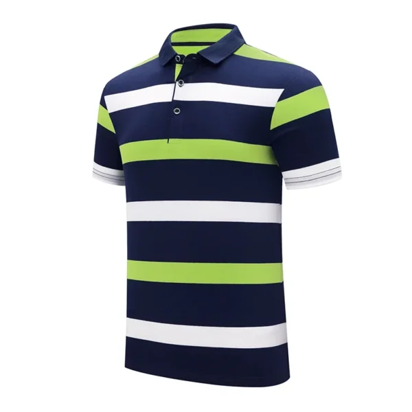 New Style Fashion Summer Men Classic Striped Polo Men's Clothing Short-Sleeved Embroidered Business Casual Hot Polo Shirt Male - Image 3