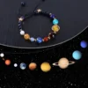 Cosmic Galaxy Solar System Bracelet for Women Men Natural Stone Star Beads Nine Planet Bracelet Adjustable Bangle Couple Jewelry