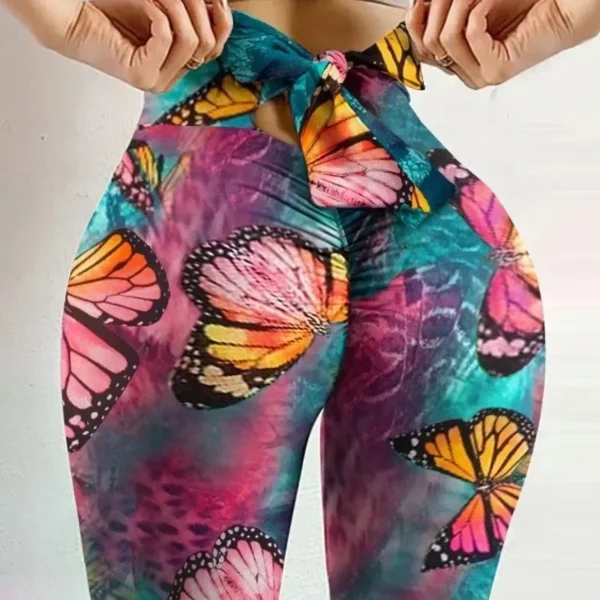 High Waist Sexy Butterfly Printed Leggings Bowknot Yoga Pants Bow Bandage Tights Women Butt Lift Exercise Fitness Yoga Legging - Image 2