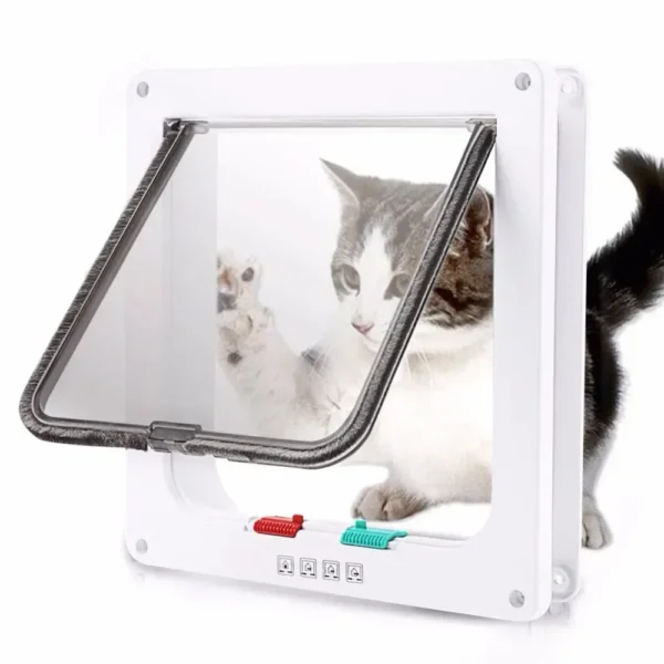 Dog Cat Flap Door with 4 Way Security Lock Flap Door for Dog Cats Kitten ABS Plastic Small Pet Gate Door Kit Cat Dogs Flap Doors - Image 2