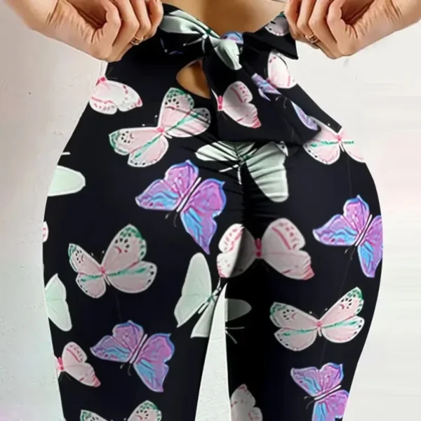 High Waist Sexy Butterfly Printed Leggings Bowknot Yoga Pants Bow Bandage Tights Women Butt Lift Exercise Fitness Yoga Legging - Image 6