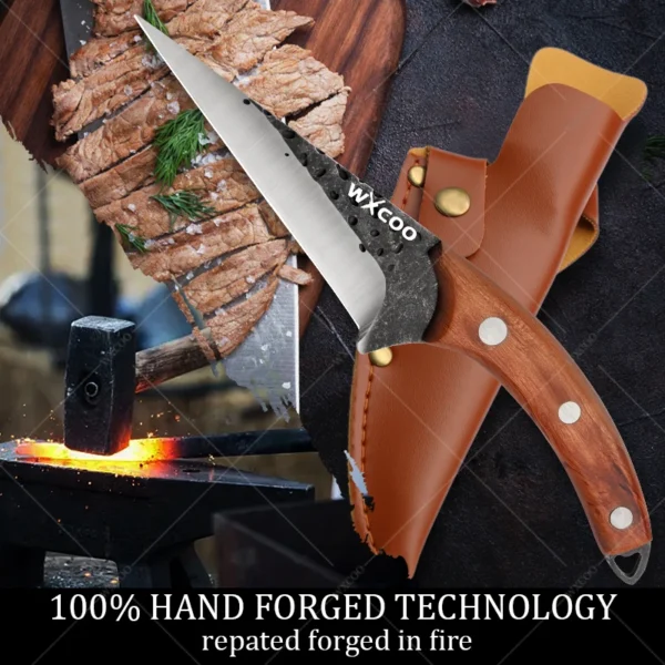 WXCOO Kitchen Forged Chef Knife Set High Carbon Steel Professional Butcher Boning Gyuto Knife Meat Fish Fruit Cleaver Knives - Image 2