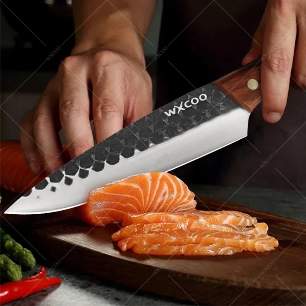 WXCOO Kitchen Forged Chef Knife Set High Carbon Steel Professional Butcher Boning Gyuto Knife Meat Fish Fruit Cleaver Knives - Image 4