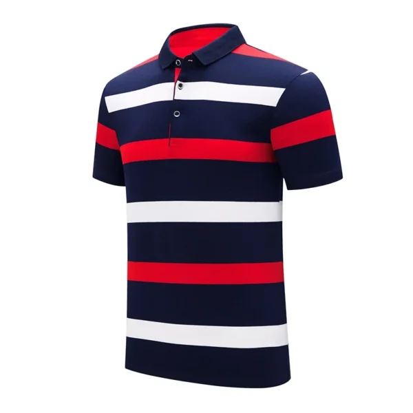 New Style Fashion Summer Men Classic Striped Polo Men's Clothing Short-Sleeved Embroidered Business Casual Hot Polo Shirt Male - Image 2