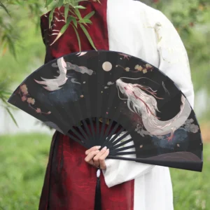 Antique home decoration folding fan silk cloth Chinese style ink Hanfu ancient male fan summer bamboo portable folding fan