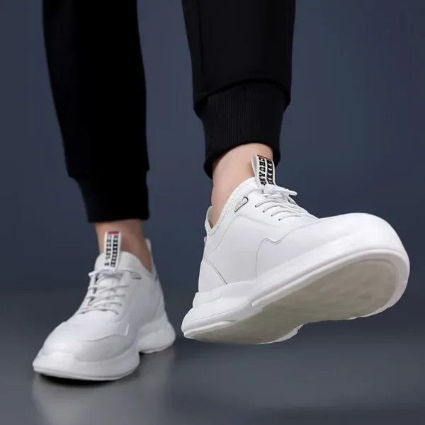 New Designer Fashion Casual Leather Snekaers for Men Designer New Soft Sole Solid Color Elastic Belt Platform Sprots Shoes Man - Image 6