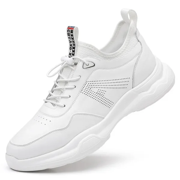 New Designer Fashion Casual Leather Snekaers for Men Designer New Soft Sole Solid Color Elastic Belt Platform Sprots Shoes Man - Image 4
