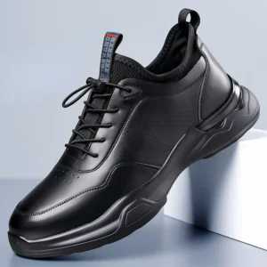 New Designer Fashion Casual Leather Snekaers for Men Designer New Soft Sole Solid Color Elastic Belt Platform Sprots Shoes Man