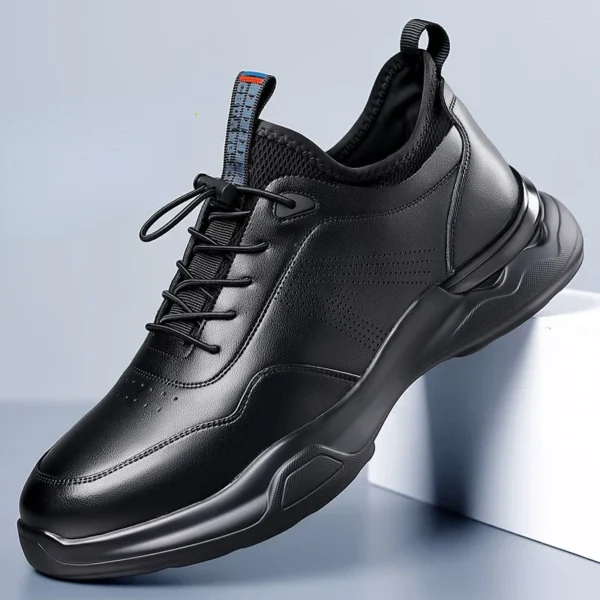 New Designer Fashion Casual Leather Snekaers for Men Designer New Soft Sole Solid Color Elastic Belt Platform Sprots Shoes Man