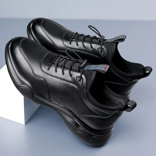 New Designer Fashion Casual Leather Snekaers for Men Designer New Soft Sole Solid Color Elastic Belt Platform Sprots Shoes Man - Image 2