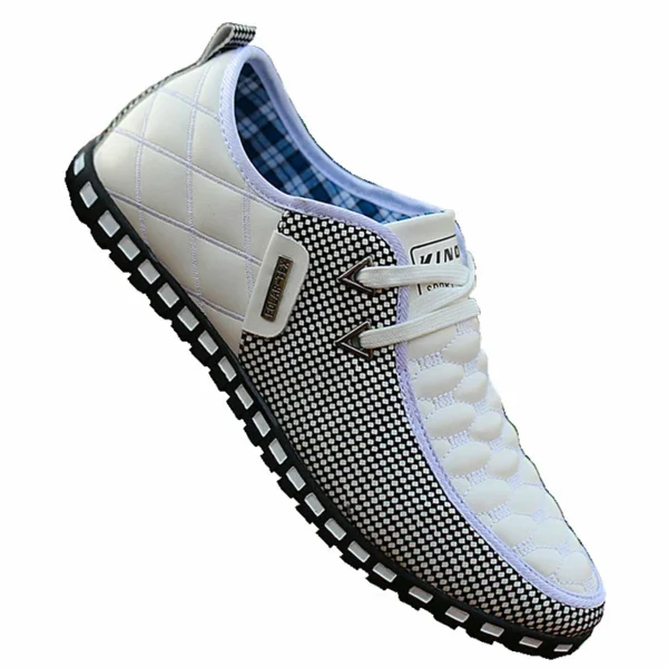 2023 Men PU Leather Shoes Men's Casual Shoes Breathable Light Weight White Sneakers Driving Shoes Pointed Toe Business Men Shoes - Image 5