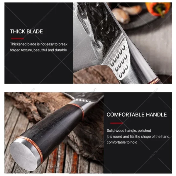 WXCOO Forged Kitchen Chef Knife Set High Carbon Steel Meat Fish Vegetables Slice Knife Professional Butcher Cleaver Boning Knife - Image 2