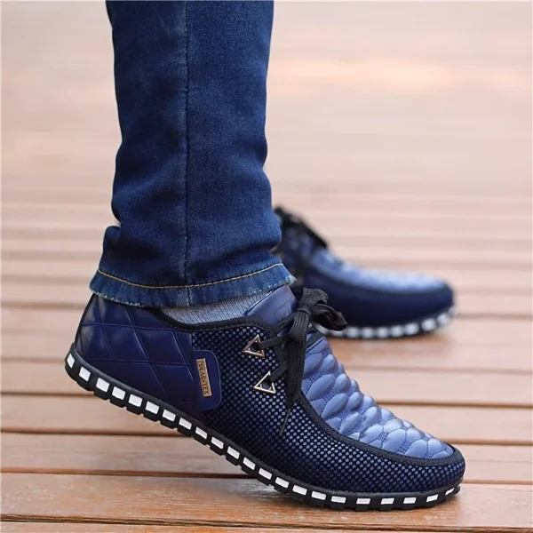 2023 Men PU Leather Shoes Men's Casual Shoes Breathable Light Weight White Sneakers Driving Shoes Pointed Toe Business Men Shoes - Image 2